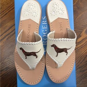 NIB Jack Rogers Chocolate Lab Dog Sandals 6.5